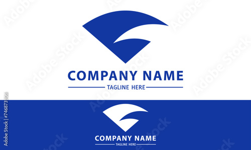 Blue Color Negative Space Fish Fin Logo Design