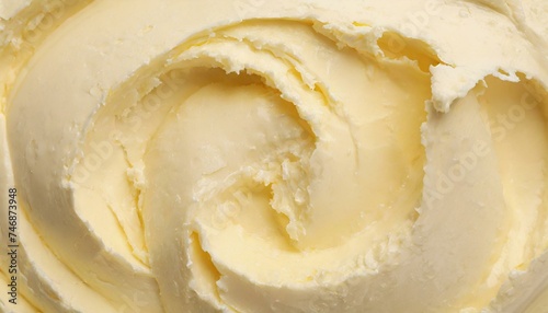 Texture of tasty homemade butter as background, top view 