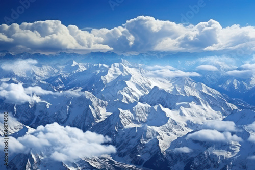 Snowy Alpine Peaks: Majestic Mountains, Serene Winter Landscape, and Breathtaking Skies. © SHOTPRIME STUDIO