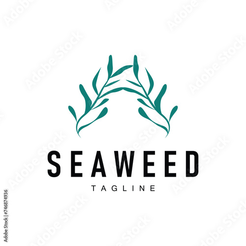 Seaweed Logo Design Underwater Plant Illustration Template