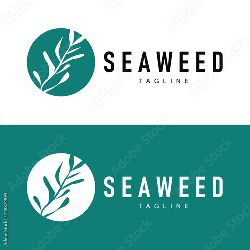Seaweed Logo Design Underwater Plant Illustration Template