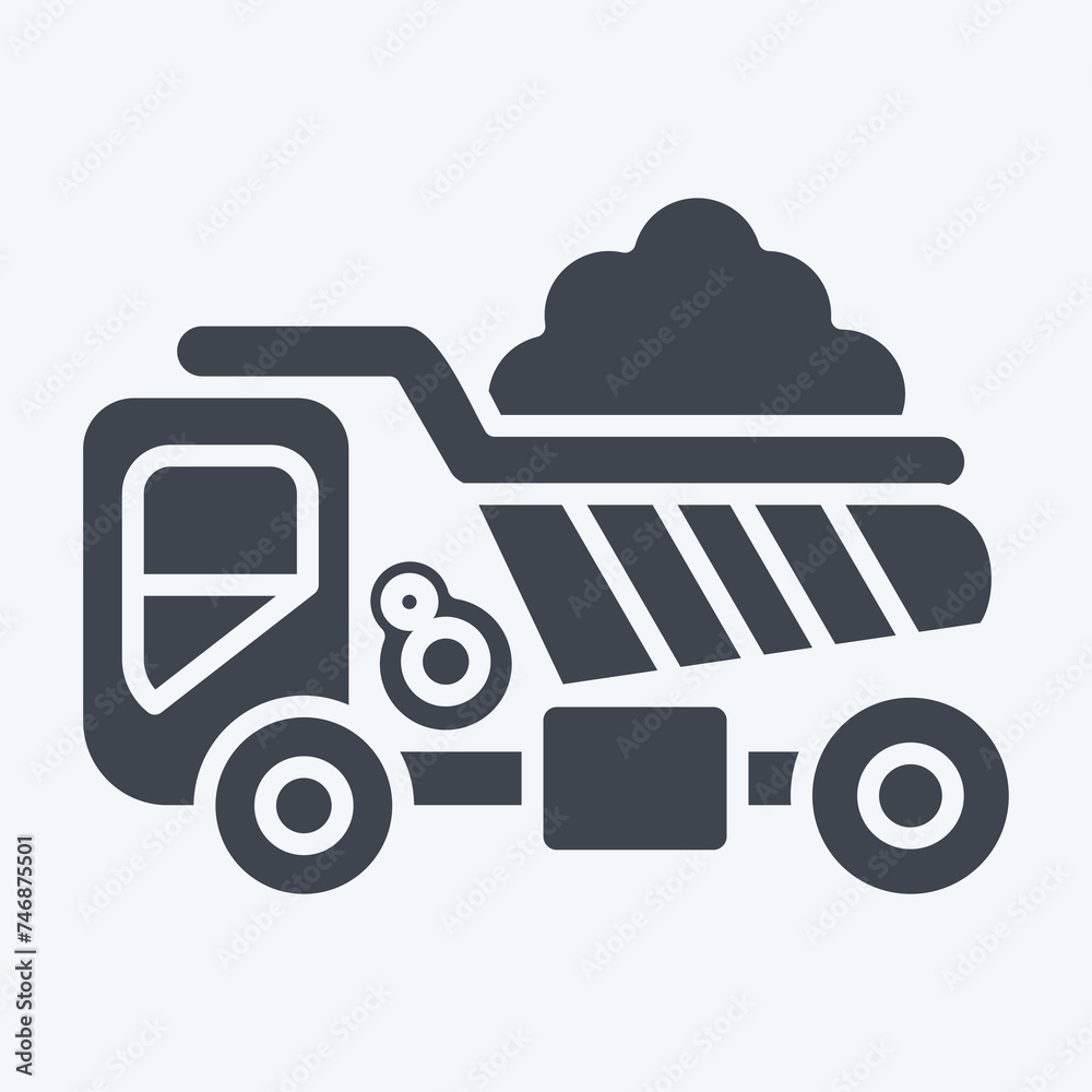 Fototapeta premium Icon Dump Truck. related to Construction Vehicles symbol. glyph style. simple design editable. simple illustration