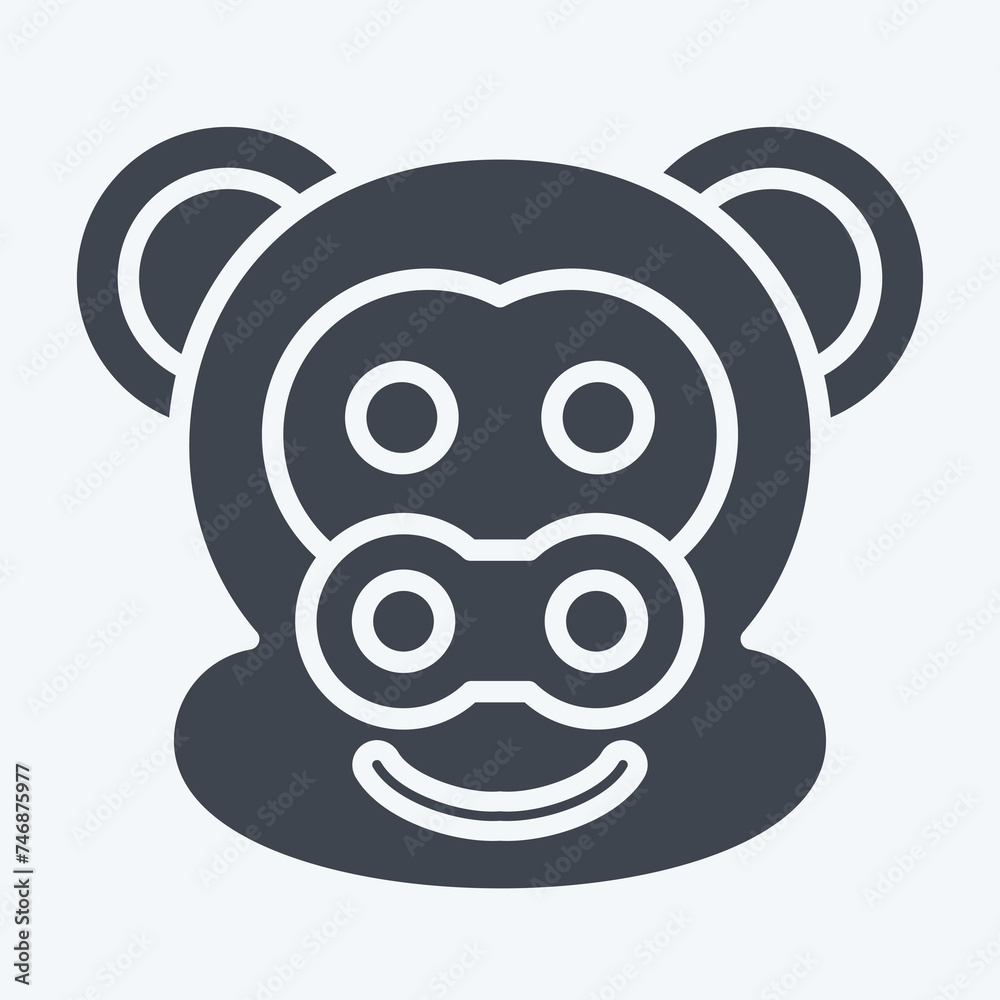 Icon Monkey. related to Animal symbol. glyph style. simple design editable. simple illustration Icon Monkey. related to Animal symbol. glyph style. simple design editable. simple illustration