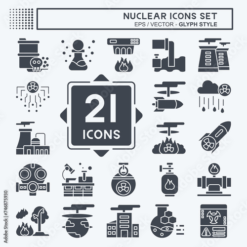 Icon Set Nuclear. related to Nuclear symbol. glyph style. simple design editable. simple illustration