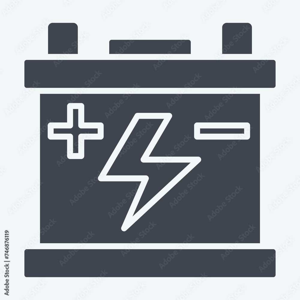 Icon Battery. related to Spare Parts symbol. glyph style. simple design editable. simple illustration Icon Battery. related to Spare Parts symbol. glyph style. simple design editable. simple illustration