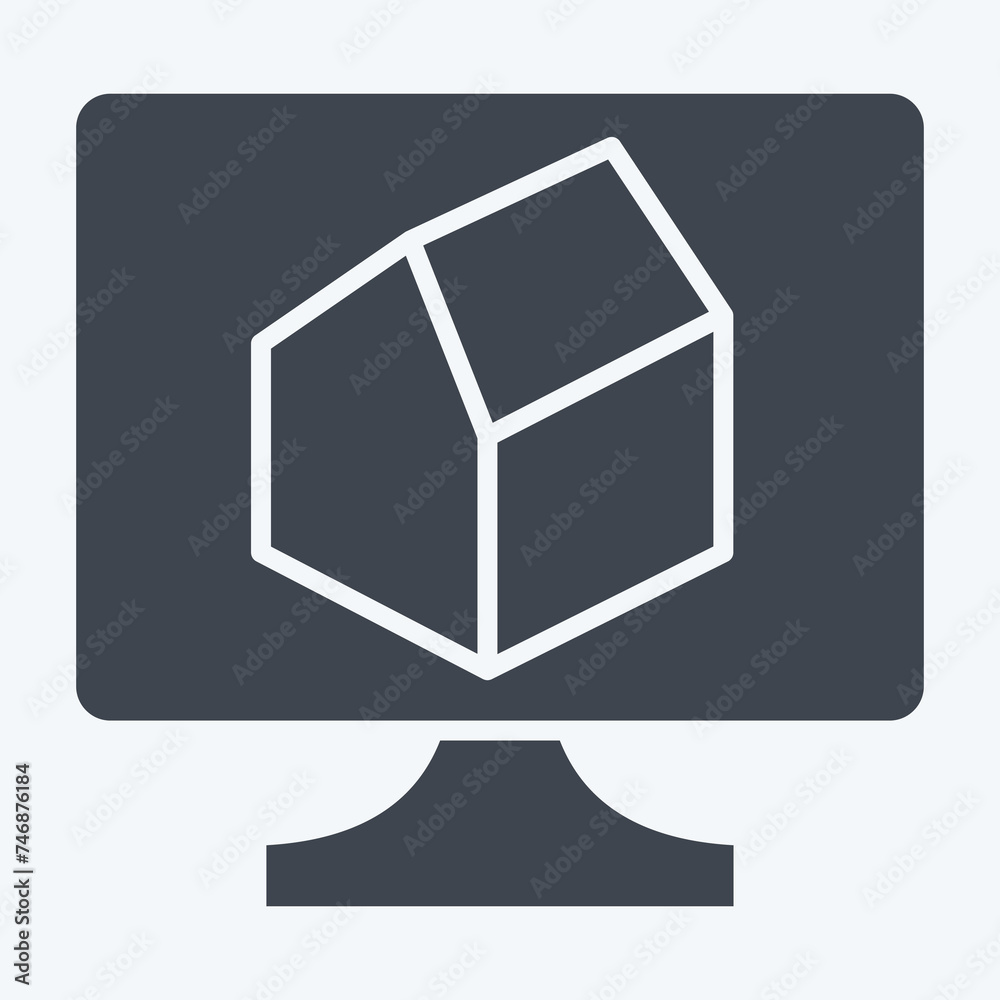 Icon 3D Rendering. related to 3D Visualization symbol. glyph style. simple design editable. simple illustration Icon 3D Rendering. related to 3D Visualization symbol. glyph style. simple design editable. simple illustration
