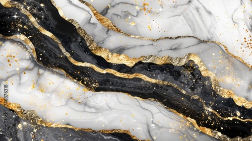 Elegant Black and Gold Marble Texture with Glitter Accents for Luxury Background or Abstract Art