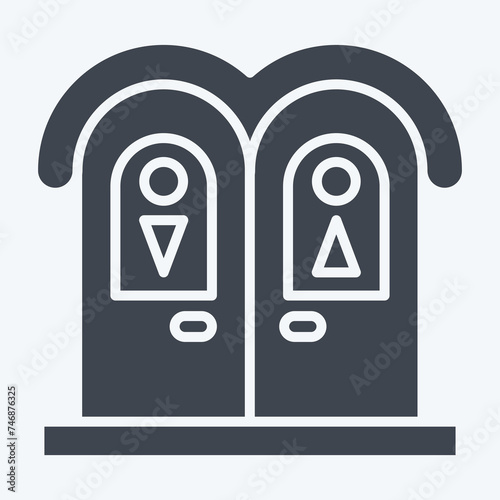 Icon Public Toilet. related to Amusement Park symbol. glyph style. simple design editable. simple illustration