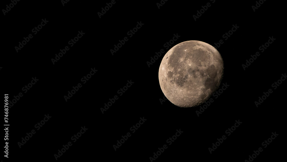 Moon Closeup Showing the Details of Lunar Surface in the Night Moon Closeup Showing the Details of Lunar Surface in the Night
