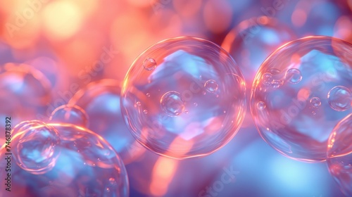 An abstract background with pink, purple, and blue bubbles and spheres.  © Elle Arden 