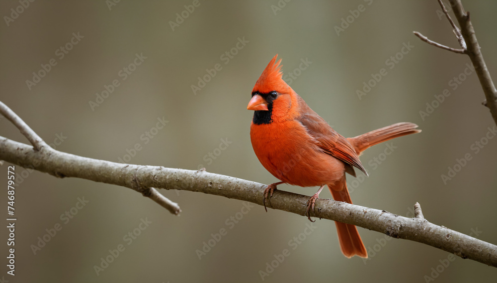 A Red Cardinal bird perched majestically on a branch A Red Cardinal bird perched majestically on a branch