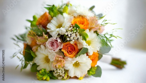 Fabulous wedding bouquet . White background.