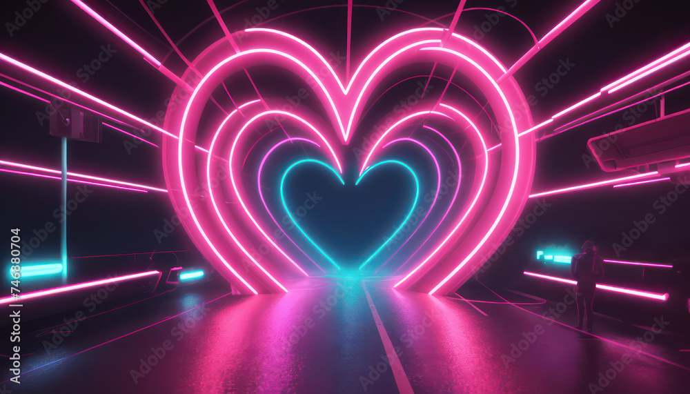 light in the tunnel or light trails in the tunnel or light trails in the dark or glowing heart on the dark background light in the tunnel or light trails in the tunnel or light trails in the dark or glowing heart on the dark background