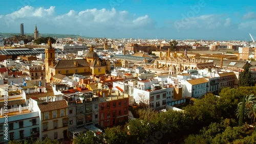 The Buhaira District in Seville, Andalucia, Spain, a tranquil area known for its lush gardens, reflective pools and remnants of Moorish history photo