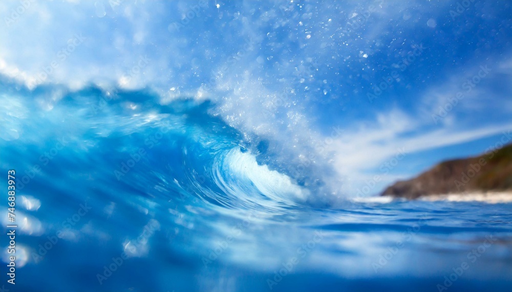 Perfect sky and water of ocean. Macroshot