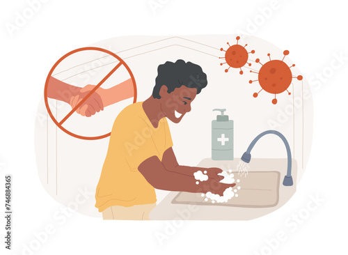 Keep distance if you are sick isolated concept vector illustration. Stay safe home, self isolation, pandemic state, wash your hands, desinfect surfaces, keep social distance vector concept. photo