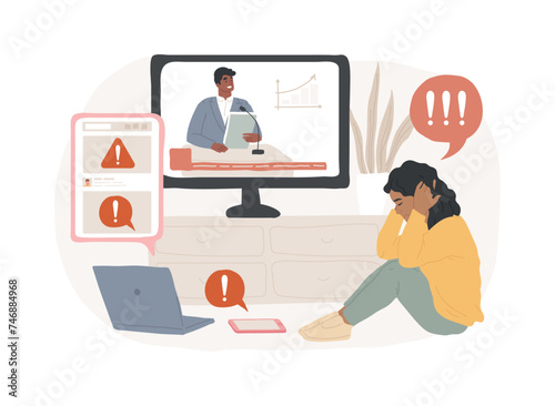 Limit your news intake isolated concept vector illustration. Seasonal influenza latest news, virus spread, social media feed, stress and anxiety, mental health amid quarantine vector concept.