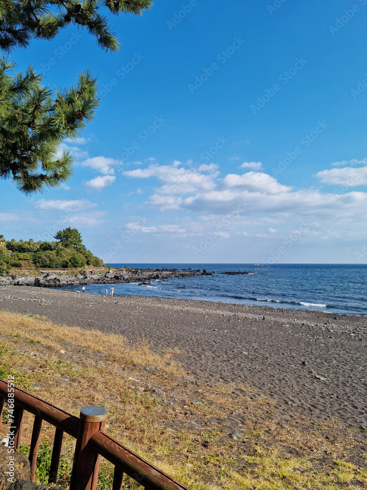 Soesokkak Beach in Jeju Island has black sand. Soesokkak Beach in Jeju Island has black sand.