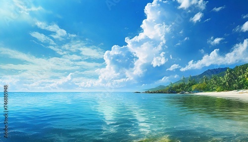 Perfect sky and water of ocean