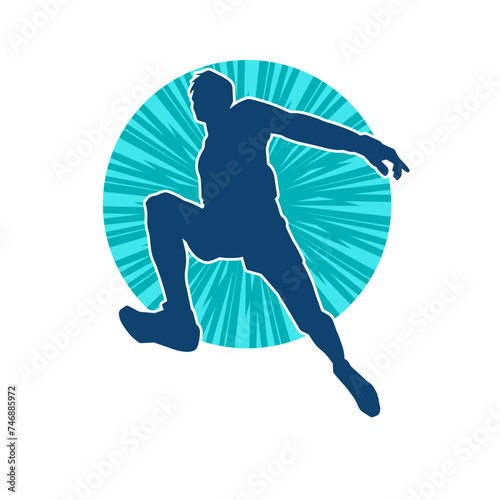 Silhouette of a sporty man in running pose. Silhouette of a male run pose.