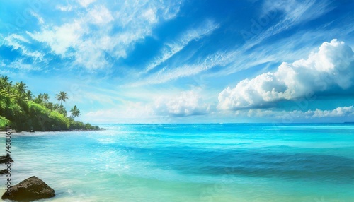 Perfect sky and water of ocean. Travel, holdiay, summer concept.
