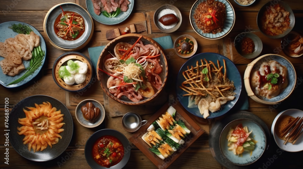 Assortment of Korean traditional dishes