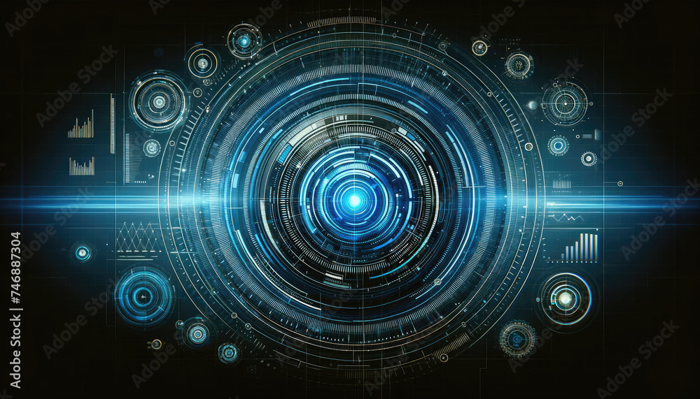 Futuristic Blue Tech Interface with Light Effects. Futuristic Blue Tech Interface with Light Effects.