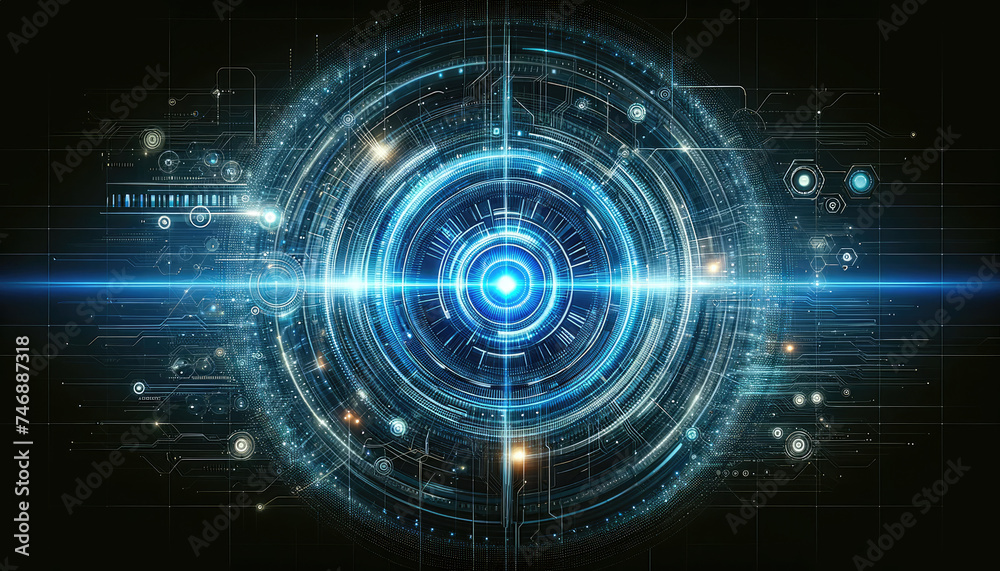 Futuristic Blue Tech Interface with Light Effects. Futuristic Blue Tech Interface with Light Effects.