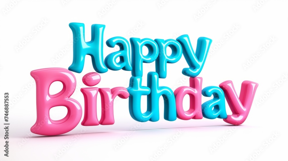 Words Happy Birthday isolated on white background made in 3D Typography style. Decorative lettering of phrase Happy Birthday. Creative postcard. Ai Generated Digital art poster. Words Happy Birthday isolated on white background made in 3D Typography style. Decorative lettering of phrase Happy Birthday. Creative postcard. Ai Generated Digital art poster.