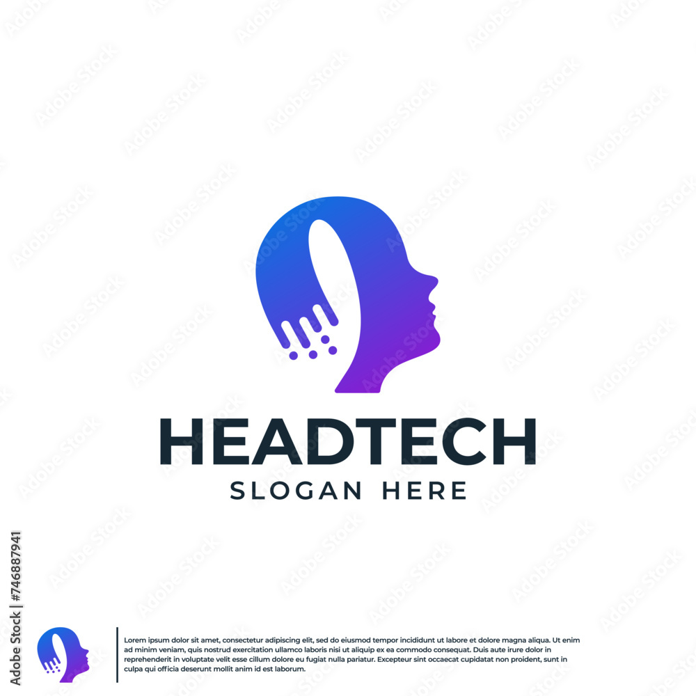 head tech, computer ,artificial intelligence, vector design template. head tech, computer ,artificial intelligence, vector design template.