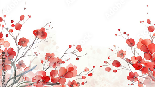 Floral hand drawn background. Botanical line art wallpaper with flowers   Generative AI