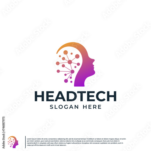 head human logo ,technology ,artificial intelligence, vector design template.