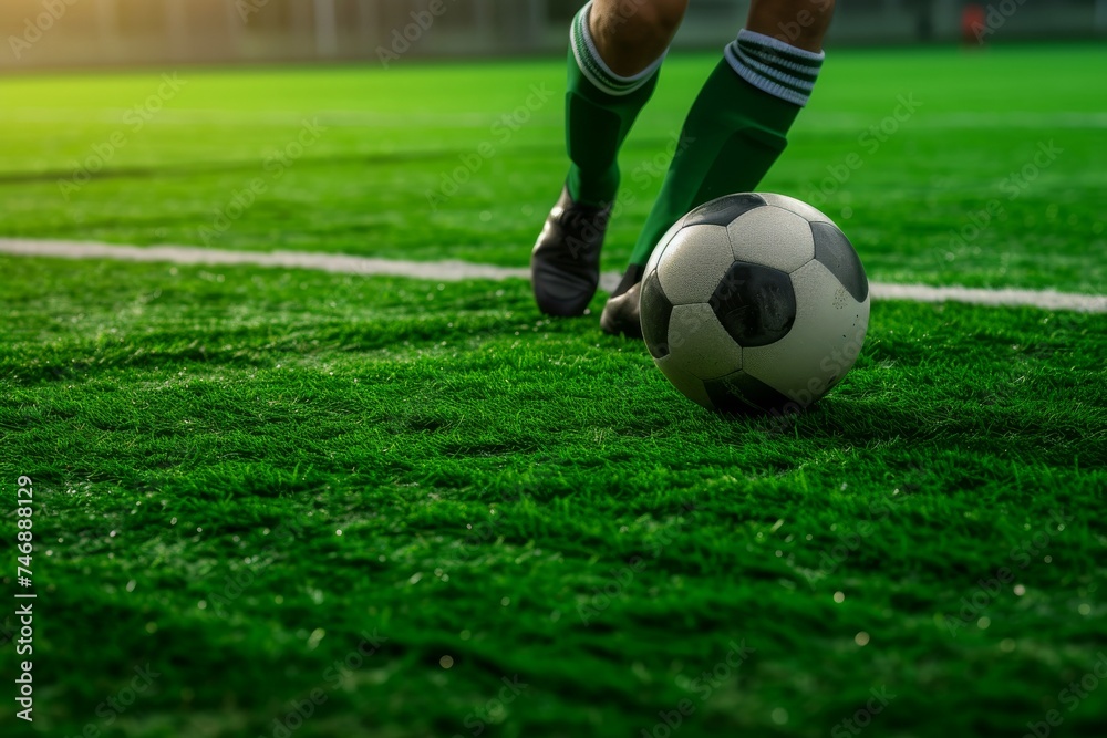 Close-up,The striker shows off dribbling skills in stadium