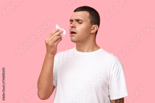 Ill young man with tissue b...