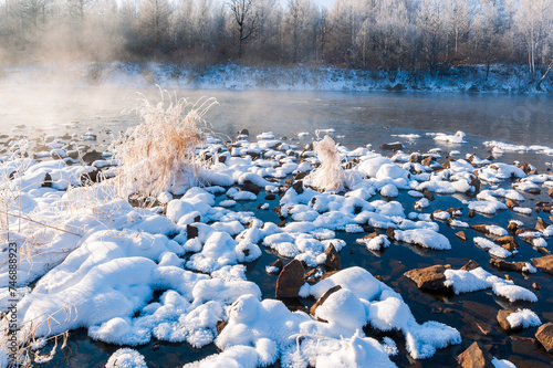 Winter snow mushroom landscape in Kulbin, Yichun City, Heilongjiang Province, China photo