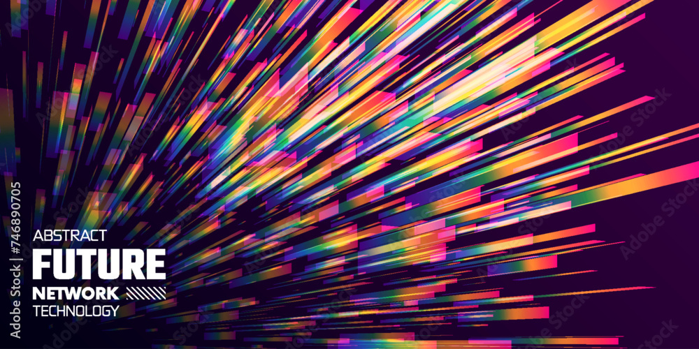 Fotografie Abstract futuristic technology background with digital data flow visualization for hi-tech and science concept