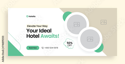 Real estate and hotel booking web banner or social media facebook cover template