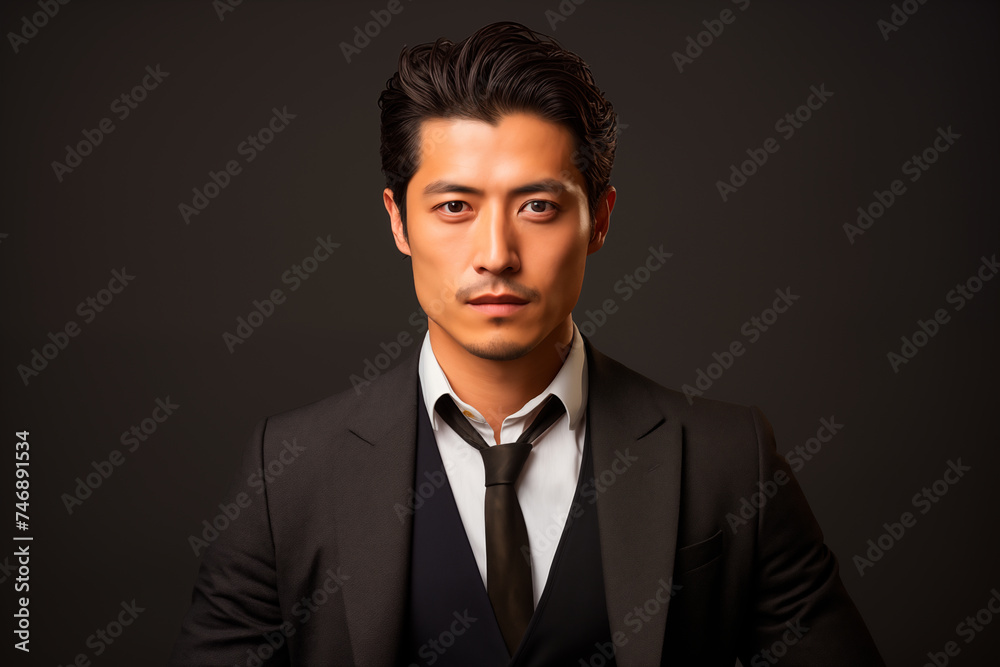 Portrait of a successful asian businessman looking at camera, grey background, isolated. Portrait of a successful asian businessman looking at camera, grey background, isolated.