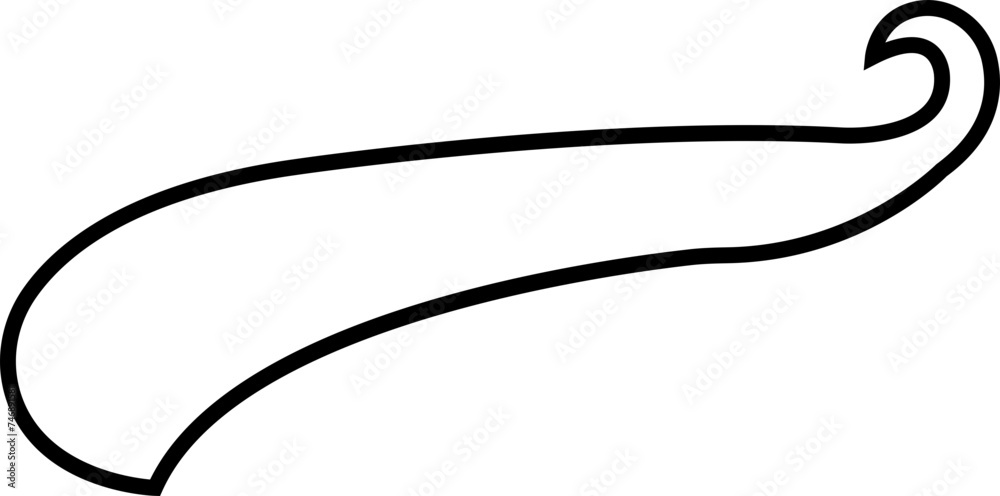 Swoosh and swoop underline typography tail shape in line style. Brush drawn curved smear. Hand drawn curly swish, swash, squiggle, twiddle. vector calligraphy doodle swirl on transparent background.