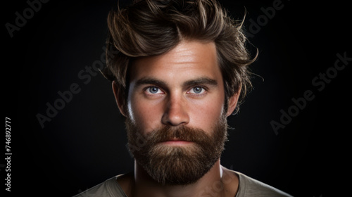Intense Headshot of a Rugged Male Actor Poised for an Emotional Performance in Hollywood photo