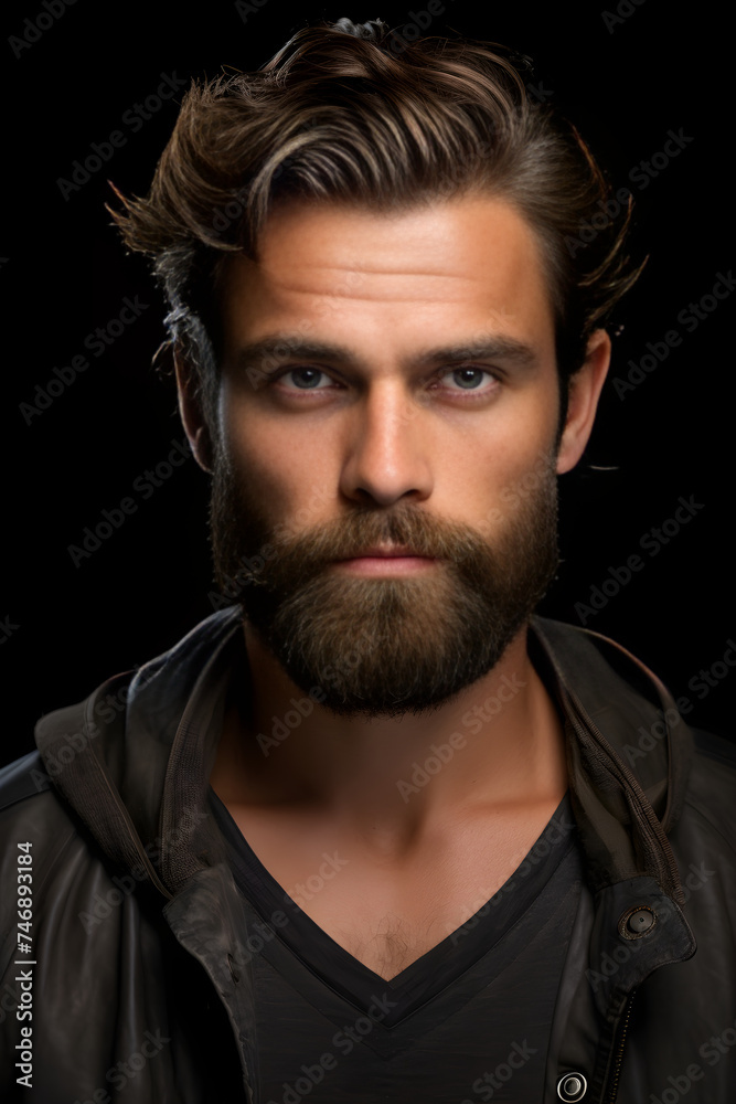 Intense Headshot of a Rugged Male Actor Poised for an Emotional Performance in Hollywood