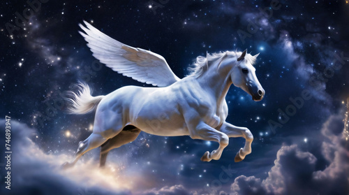 horse flying in the night sky