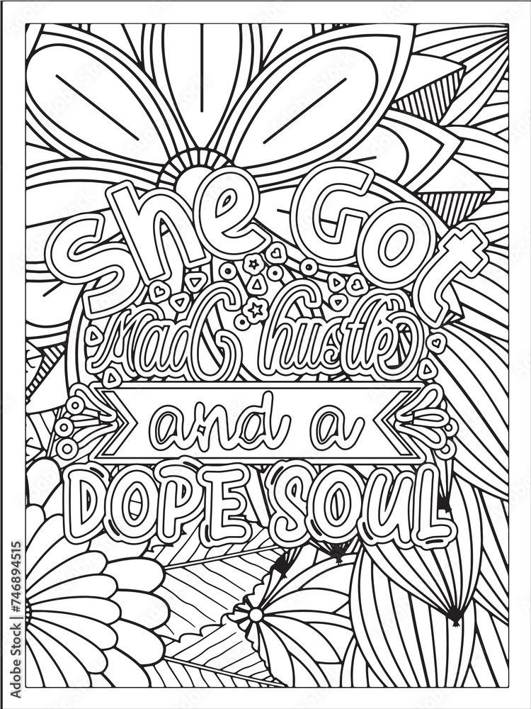 Best mom font with flowers pattern. Hand drawn with black and white lines. Doodles art forMom Hustle or greeting card Motivational quotes coloring page with mandala background.
