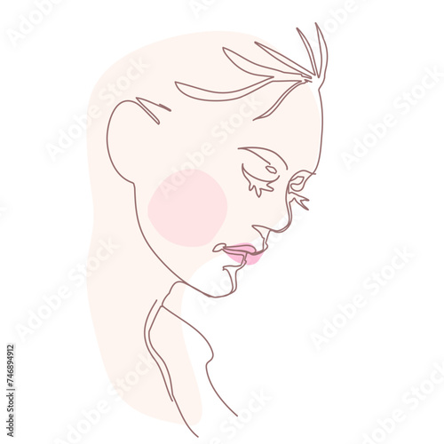 line faces, couple man and woman. vector illustration. Modern single line art