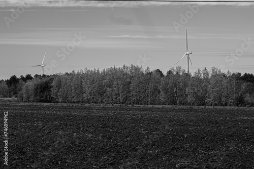 The Yamaska ​​wind farm in an autumnal landscape photo