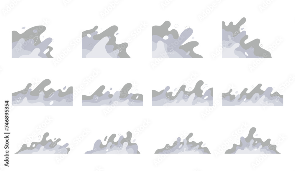 Naklejka premium Organic Wavy and Blob Corner Border Shapes Composition. Aesthetic Decoration with Irregular Fluid Elements. Modern Abstract Corner Shape for Banner Design. Vector Illustration