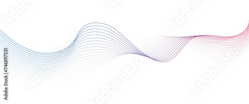 Flowing Dot Wave Pattern Halftone Curve Shape on Transparent Background