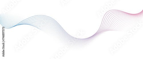 Flowing Dot Wave Pattern Halftone Curve Shape on Transparent Background
