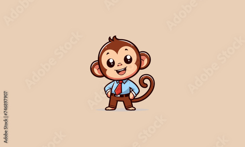 monkey wearing suite vector flat design