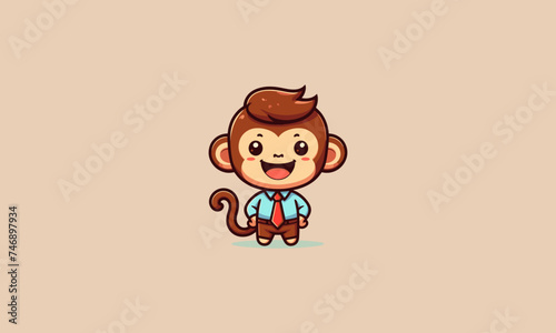 monkey wearing suite vector flat design